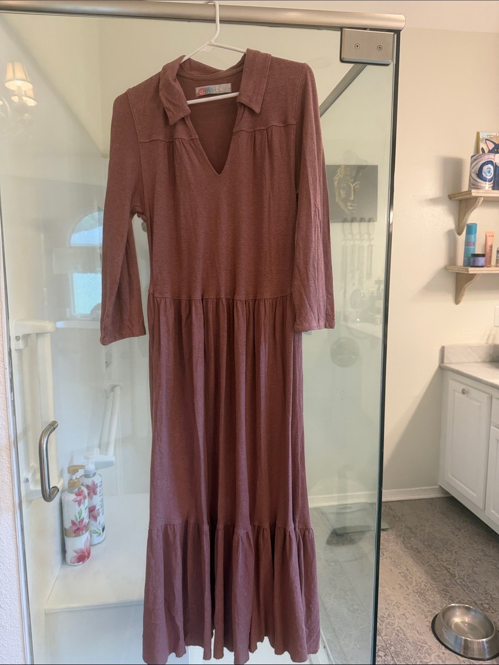 Free People - FP Beach Mauve Collared V-Neck Maxi Dress